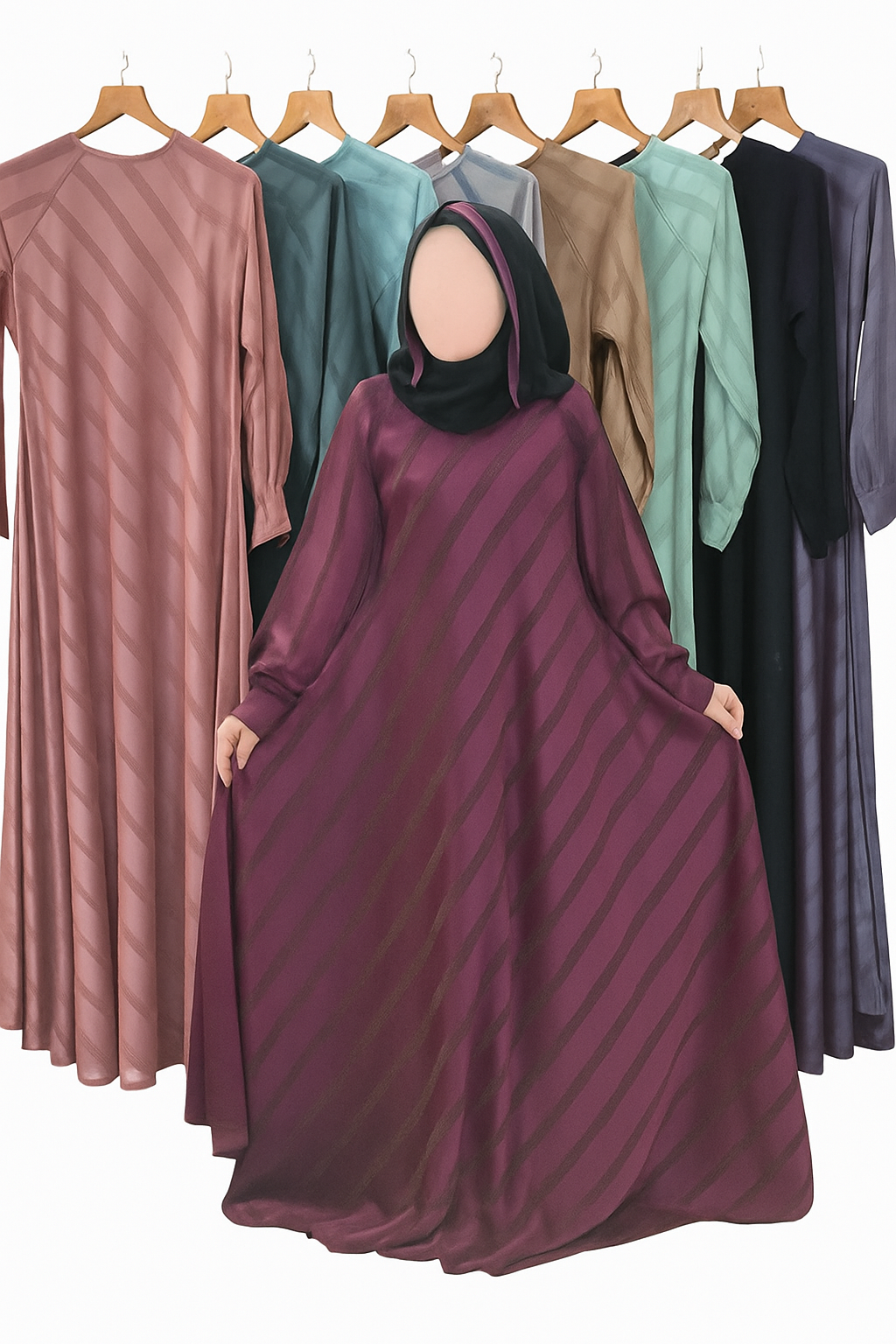 Premium Striped Satin Abaya